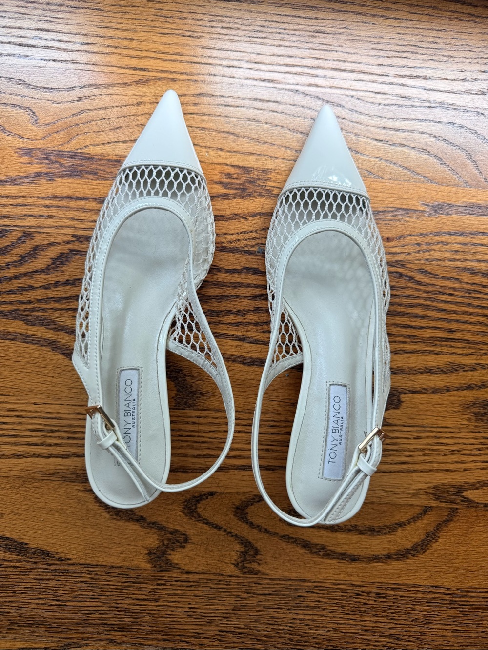 Tony Bianco Cream Mesh Pointed-Toe Slingback Pumps